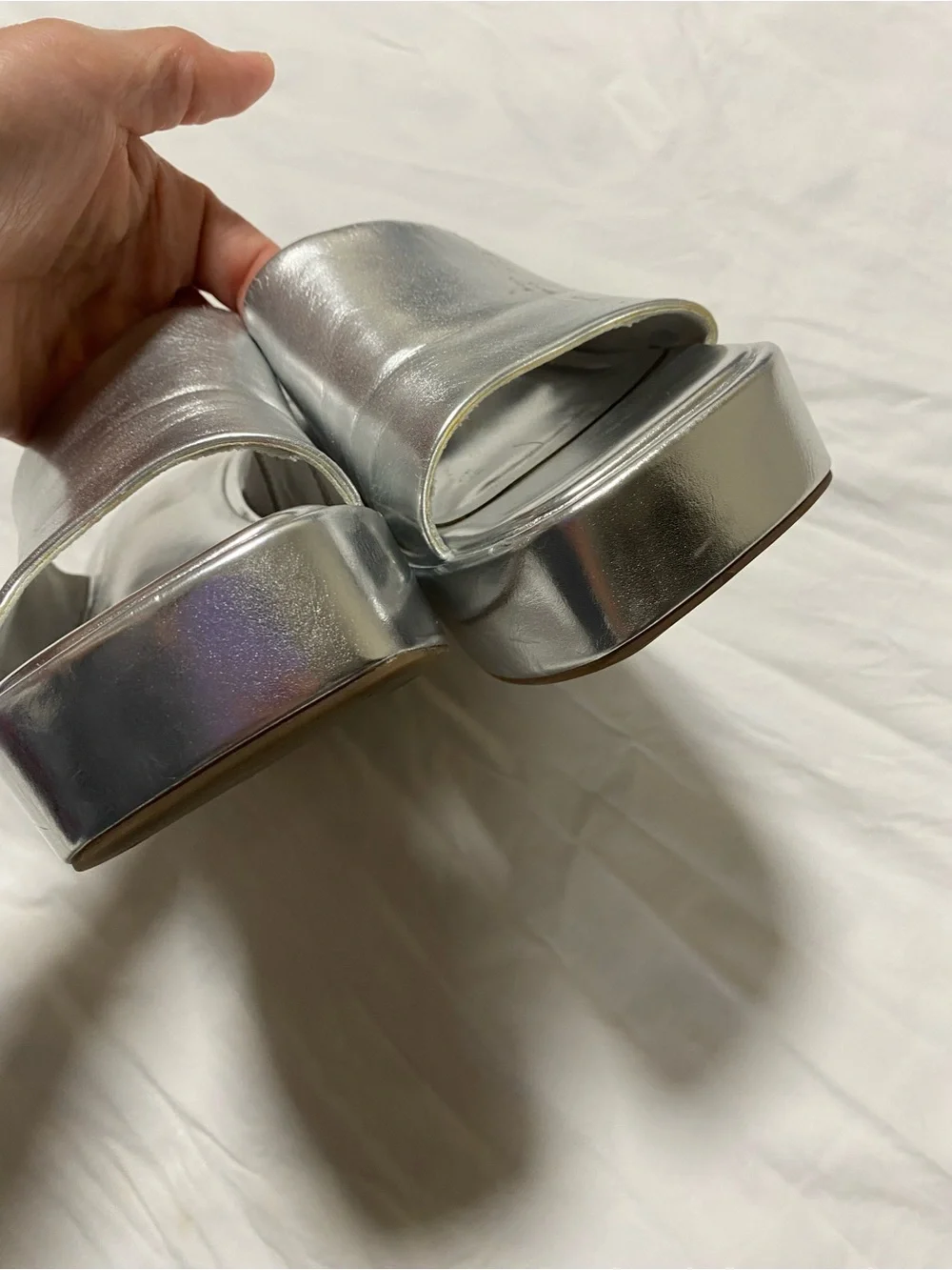 Dream Pairs Silver Platform Slide Mules